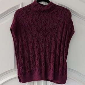 FREE PEOPLE Cable Knit Sleeveless Sweater Vest - Burgundy